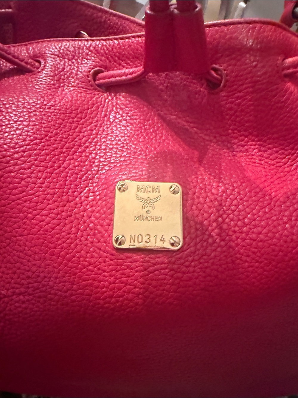 MCM Red Leather Bucket Bag - Picture 2 of 13